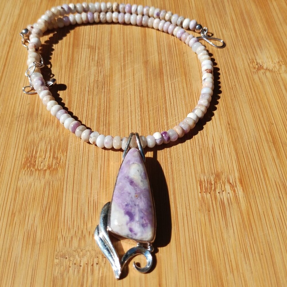 Jay King DTR mine finds lavender opal necklace pendant set 925 Sterling Silver